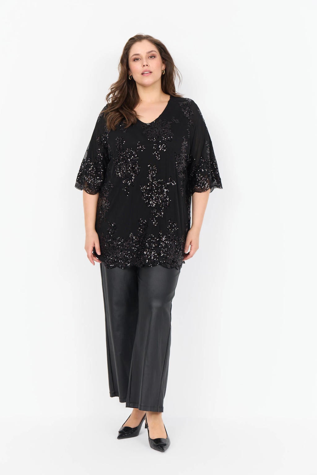 Wasabiconcept glitter top zwart met pailletten
