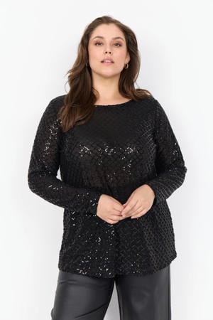 glitter top zwart met pailletten