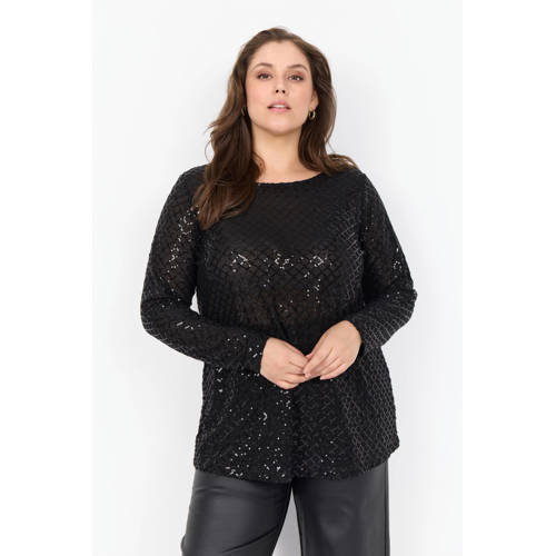 Wasabiconcept glitter top zwart met pailletten afbeelding