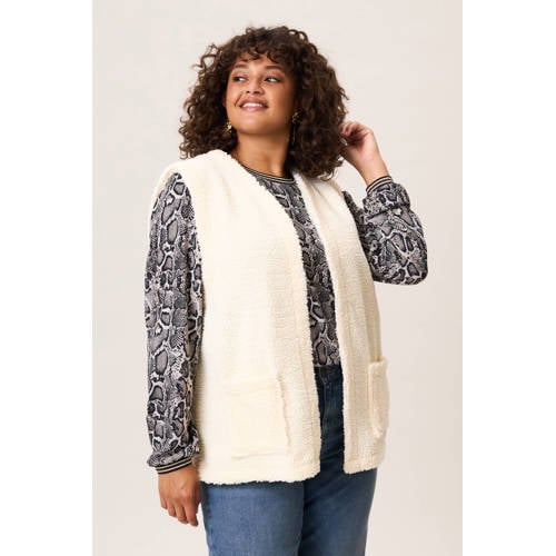 Miss Etam Plus teddy gilet beige afbeelding