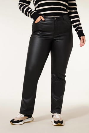 skinny regular waist coated broek zwart