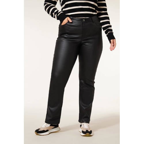 Miss Etam Plus skinny regular waist coated broek zwart afbeelding