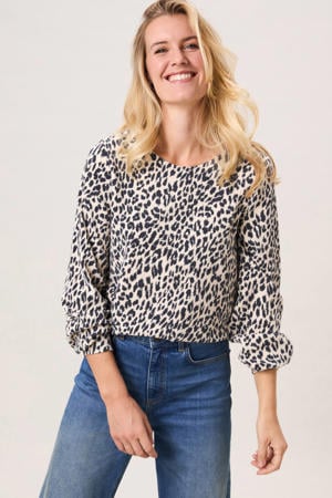 top met panterprint beige