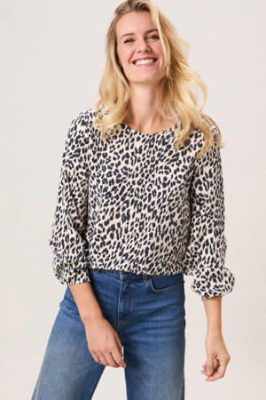 top met panterprint beige