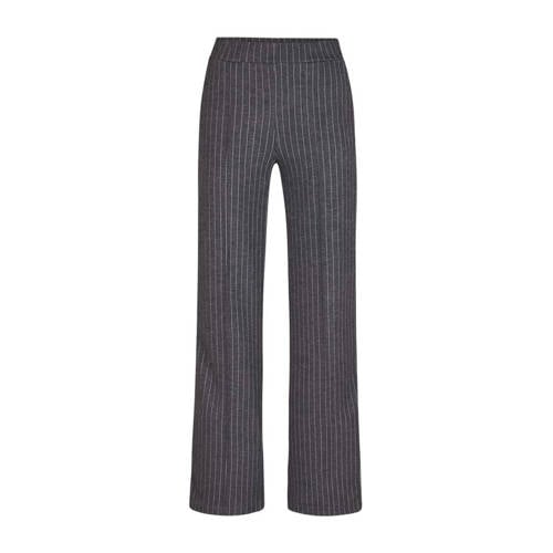 Miss Etam wide leg regular waist pantalon met krijtstreep antraciet afbeelding