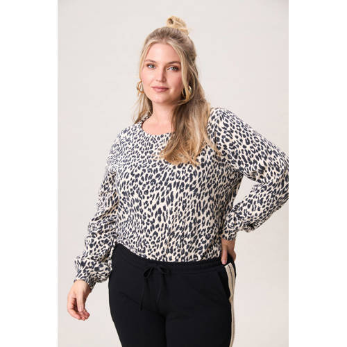 Miss Etam Plus top met panterprint beige afbeelding