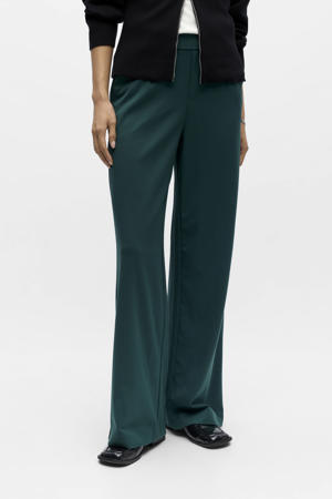 OBJLISA wide leg regular waist pantalon donkergroen