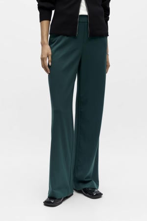 OBJLISA wide leg regular waist pantalon donkergroen