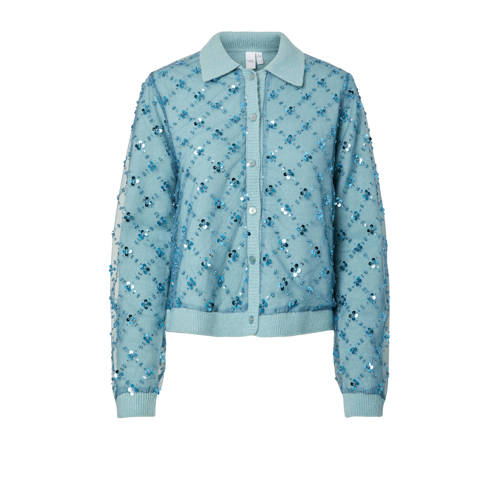 Y.A.S gebreid vest blauw met pailletten afbeelding