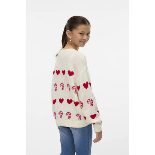 VERO MODA GIRL kersttrui ecru gebreid afbeelding