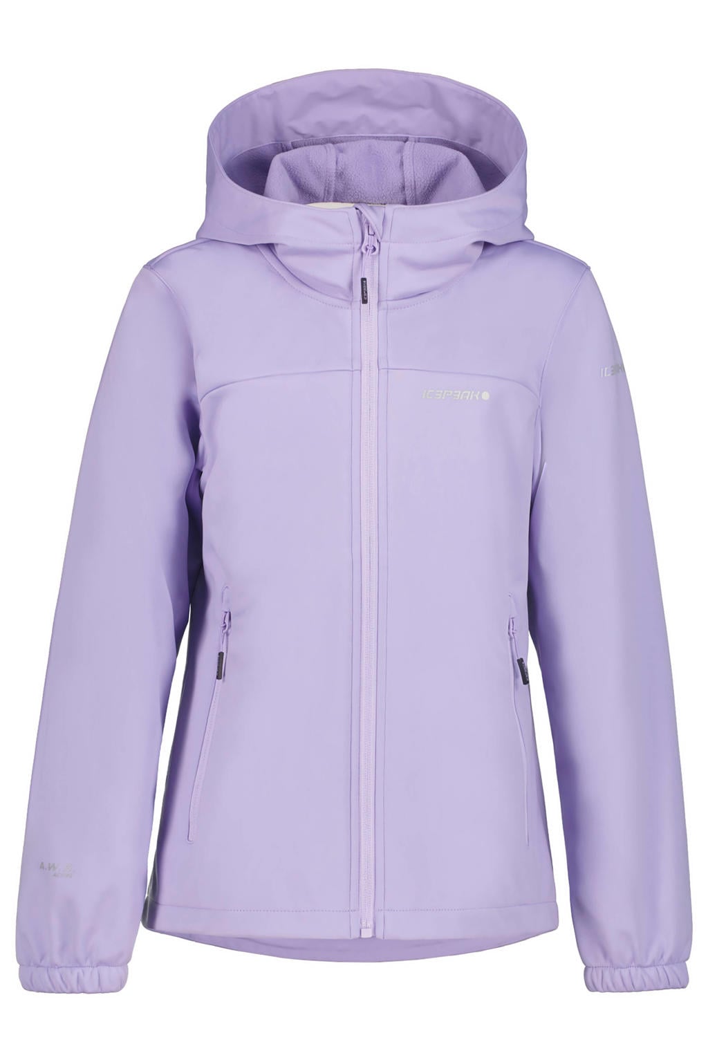 Lilakleurige jongens en meisjes Icepeak softshell jas Kleve van polyester met effen, lange mouwen, capuchon en ritssluiting