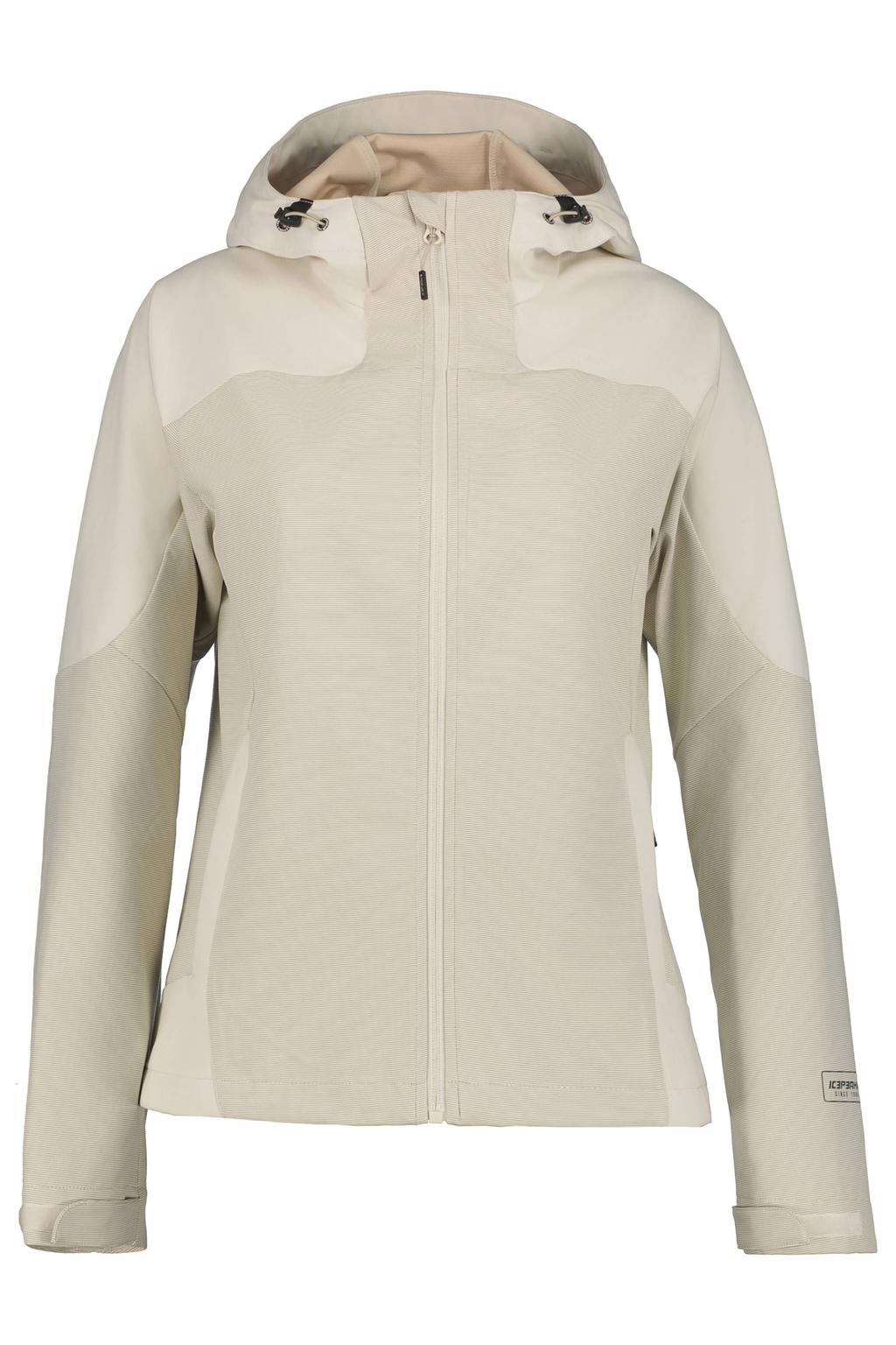Ecru dames Icepeak softshell jas Burnet met lange mouwen, capuchon en ritssluiting