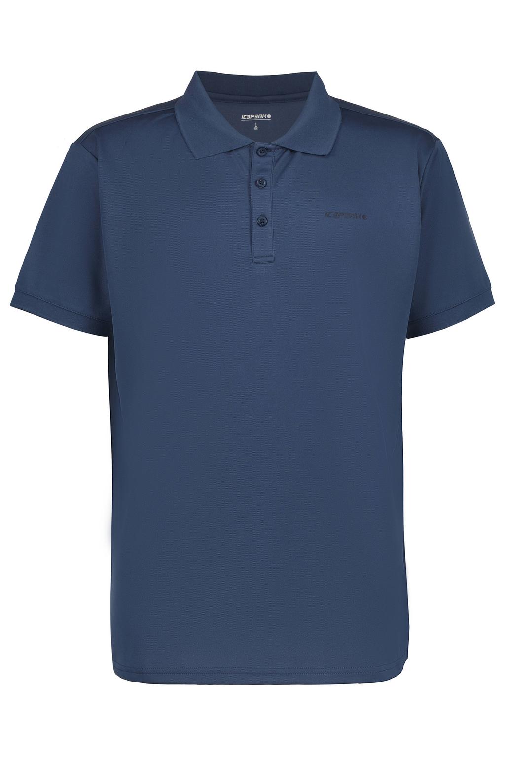 Blauwe heren Icepeak polo Bellmont met korte mouwen, klassieke kraag en knoopsluiting