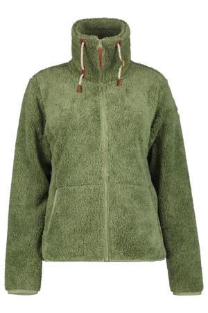 Generisch Teddy fleece vest voor dames, bontvest V-hals, mouwloos fleecejack kort teddyvest met zakken, overgangsjas herfst winter casual outdoor comfortabel, groen-C, 3XL