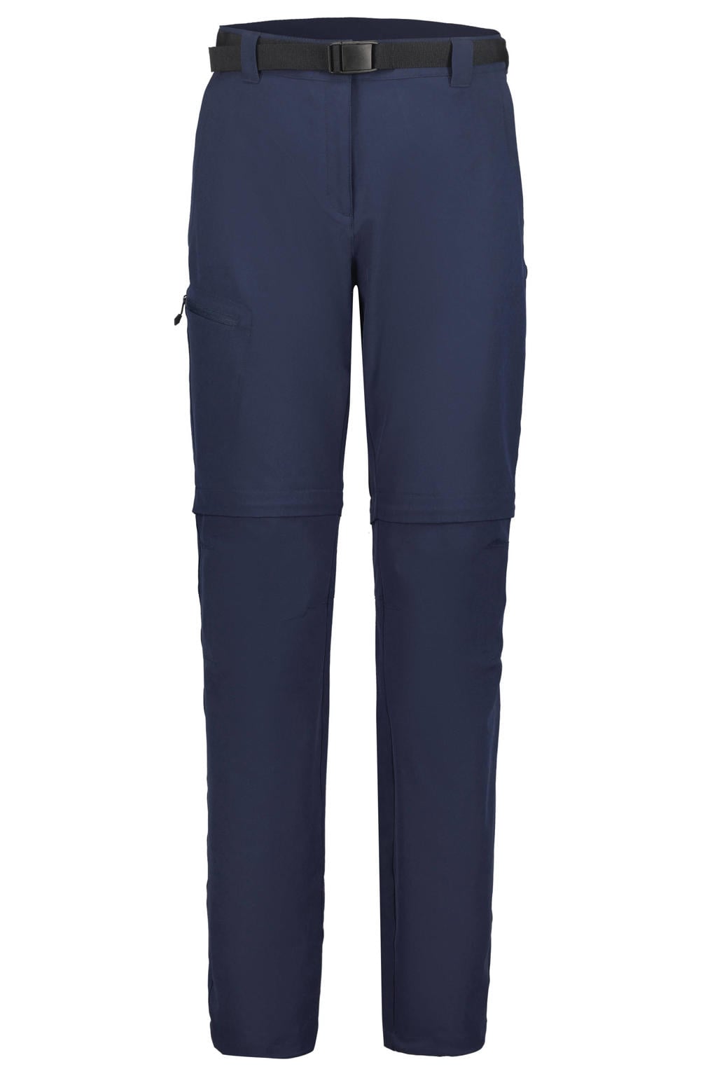 Donkerblauwe dames Icepeak broek Blocton van polyester met regular fit, high waist en rits- en knoopsluiting