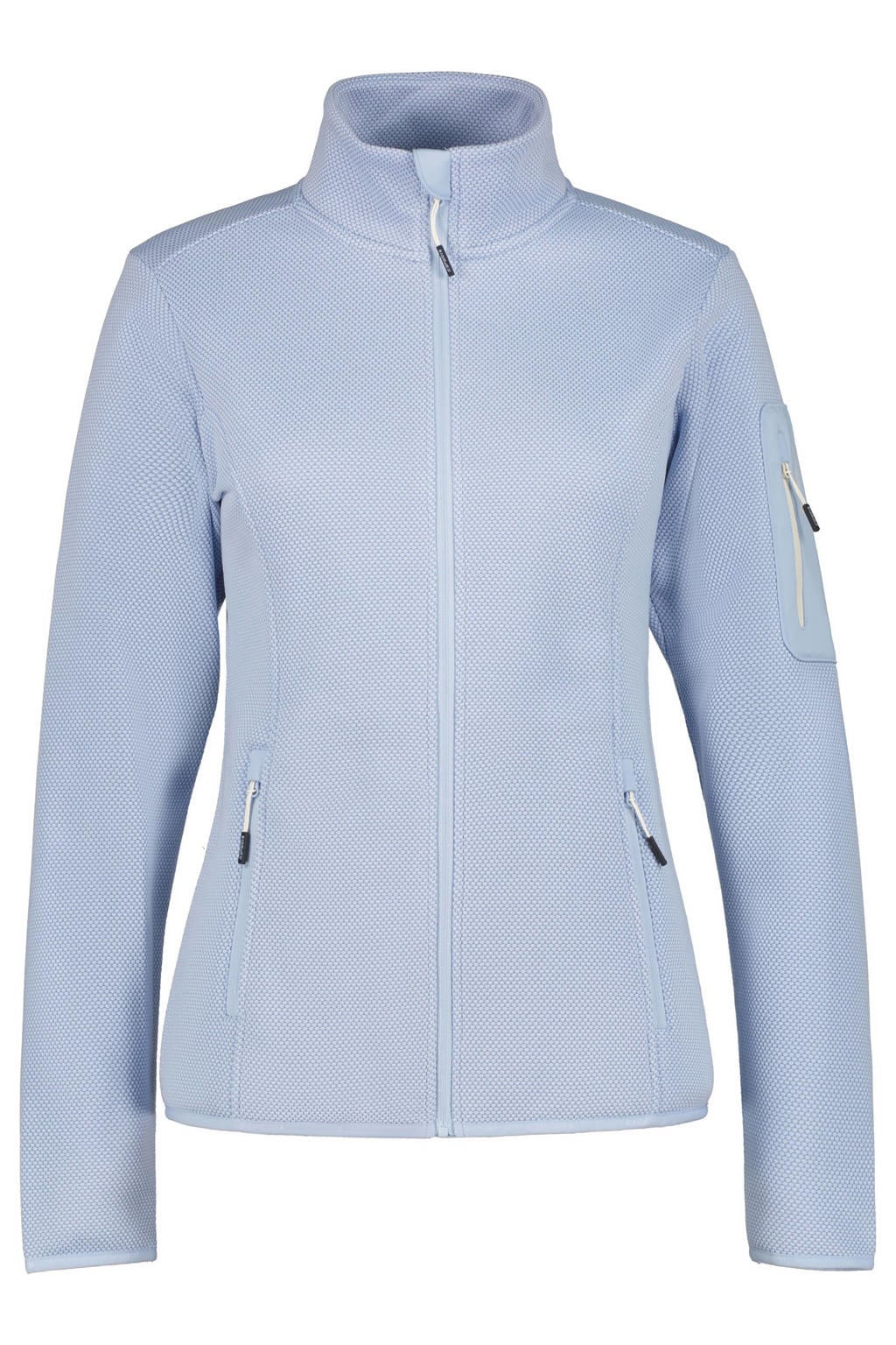 Lichtblauwe dames Icepeak jack Bowersville van polyester met lange mouwen, opstaande kraag en ritssluiting