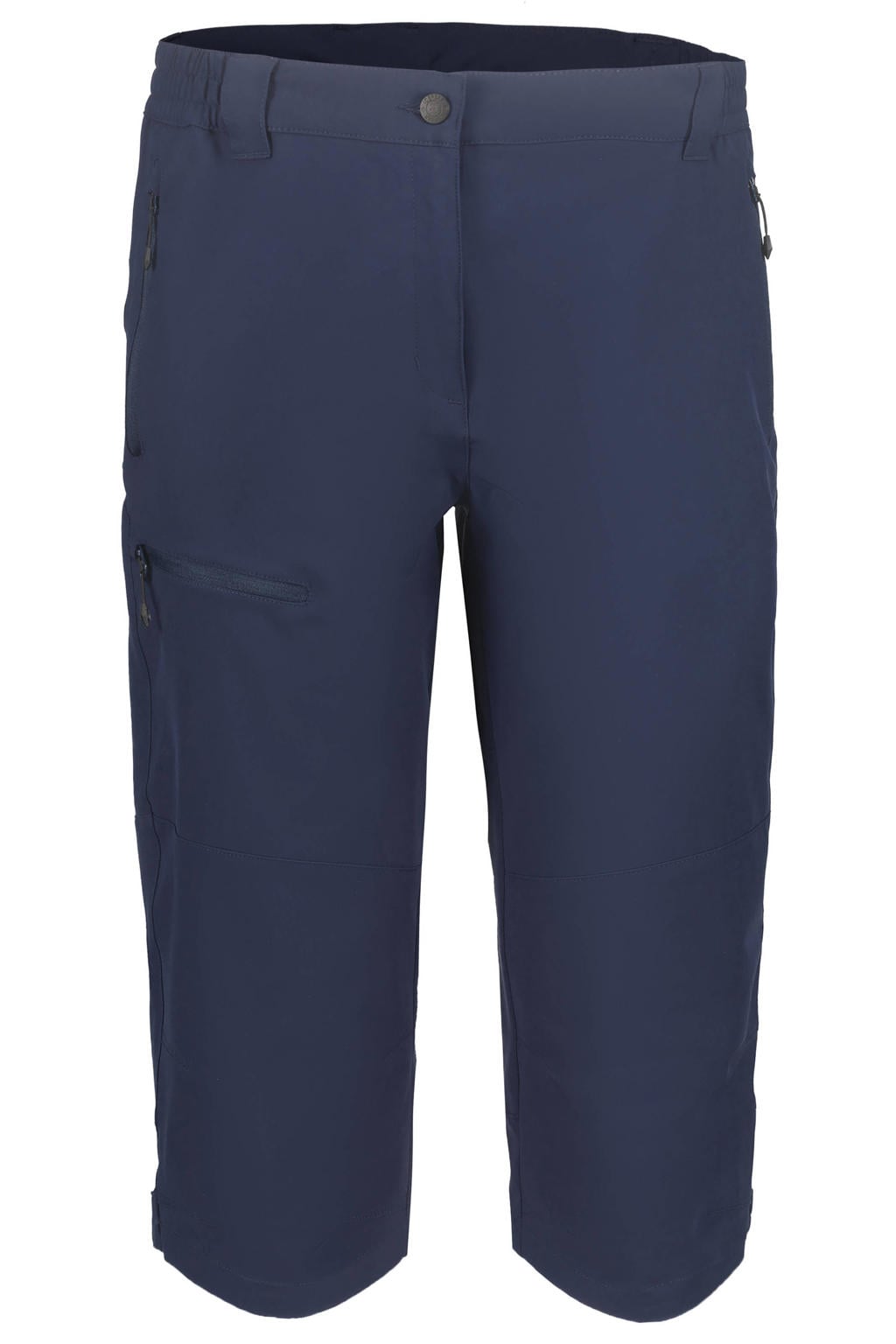 Donkerblauwe dames Icepeak broek Beattie van polyester met regular fit, regular waist, rits- en drukknoopsluiting en effen