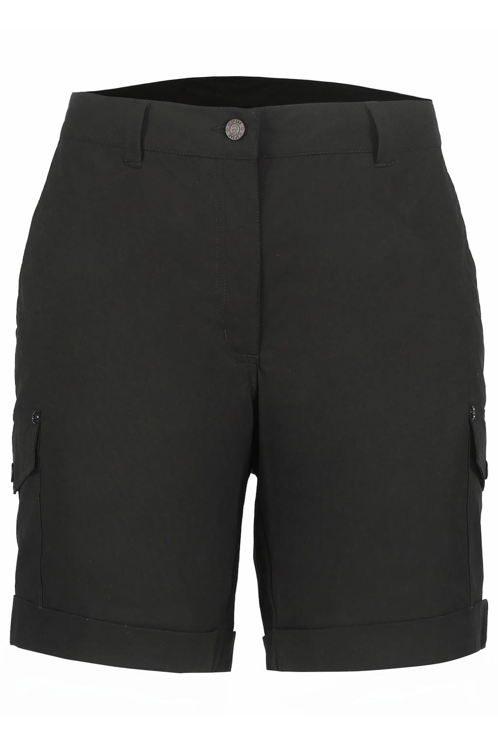 Zwarte dames Icepeak outdoorshort Avalon van polyester met regular fit, rits- en knoopsluiting en effen