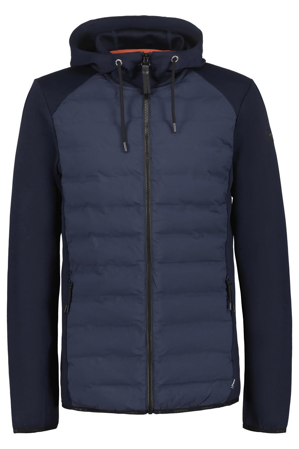 Donkerblauwe heren Icepeak jas Arzberg van polyester met lange mouwen, capuchon en ritssluiting