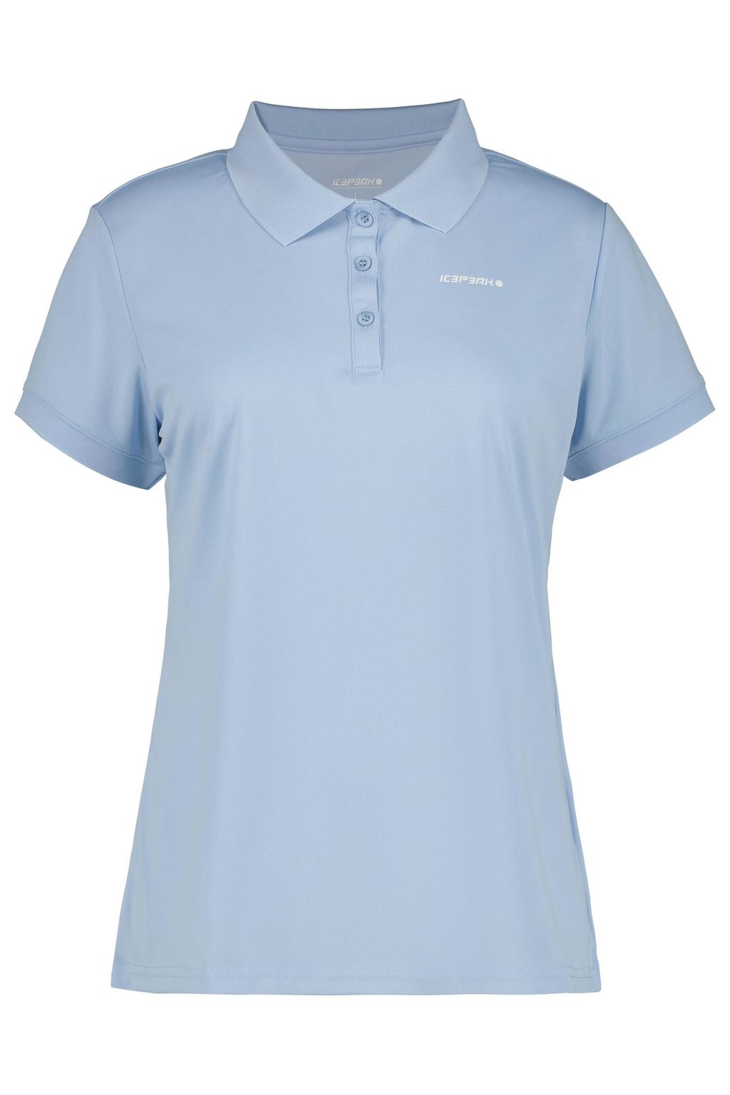 Lichtblauwe dames Icepeak polo Bayard met effen, korte mouwen, klassieke kraag en knoopsluiting