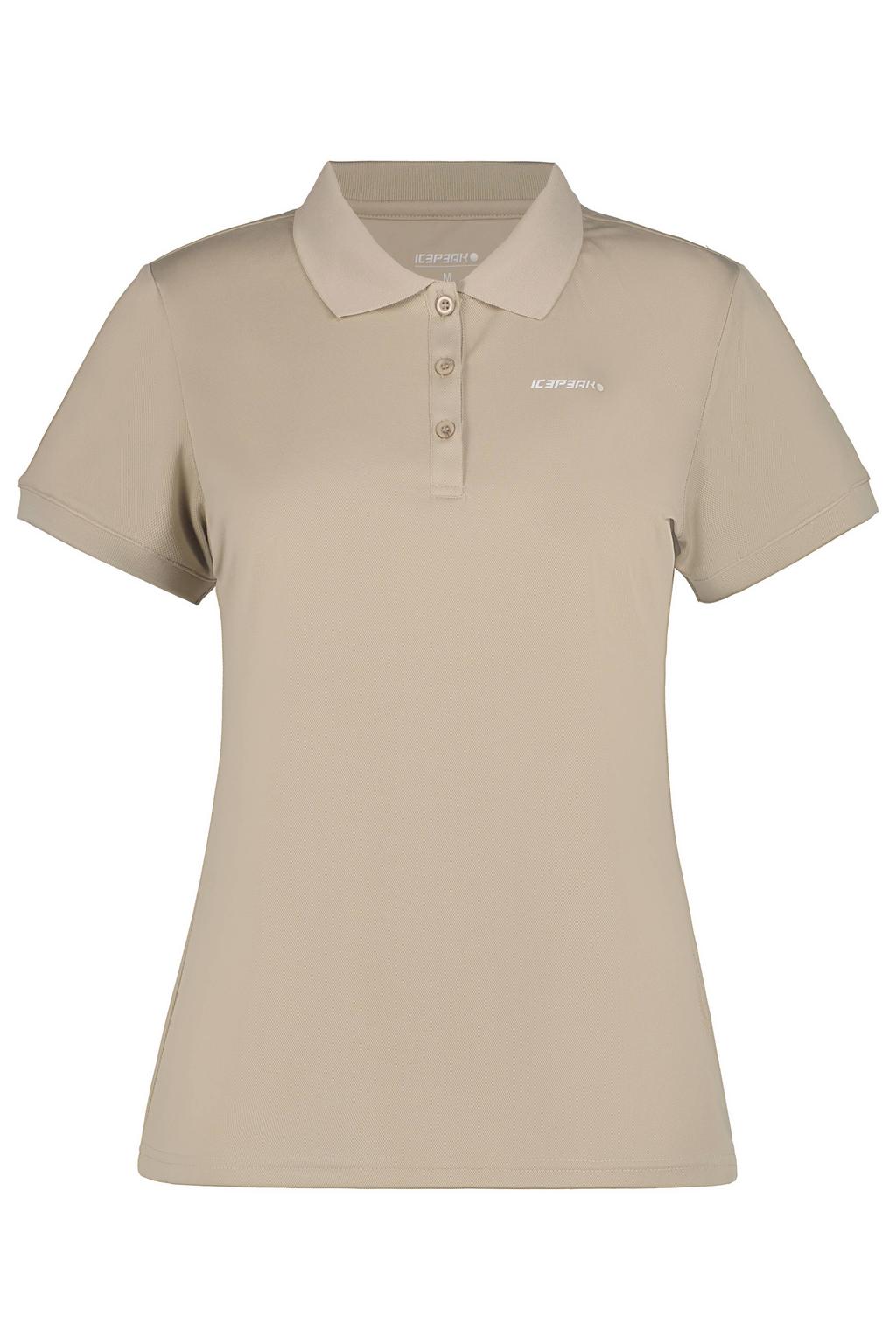 Beige dames Icepeak polo Bayard met effen, korte mouwen, klassieke kraag en knoopsluiting