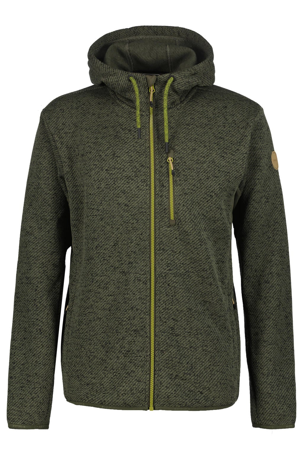 Donkergroene heren Icepeak outdoor vest Manawa met effen, lange mouwen, capuchon en ritssluiting