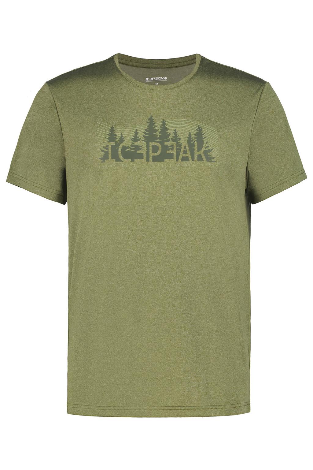 Olijfgroene heren Icepeak T-shirt Bearden van polyester met printopdruk, korte mouwen en ronde hals