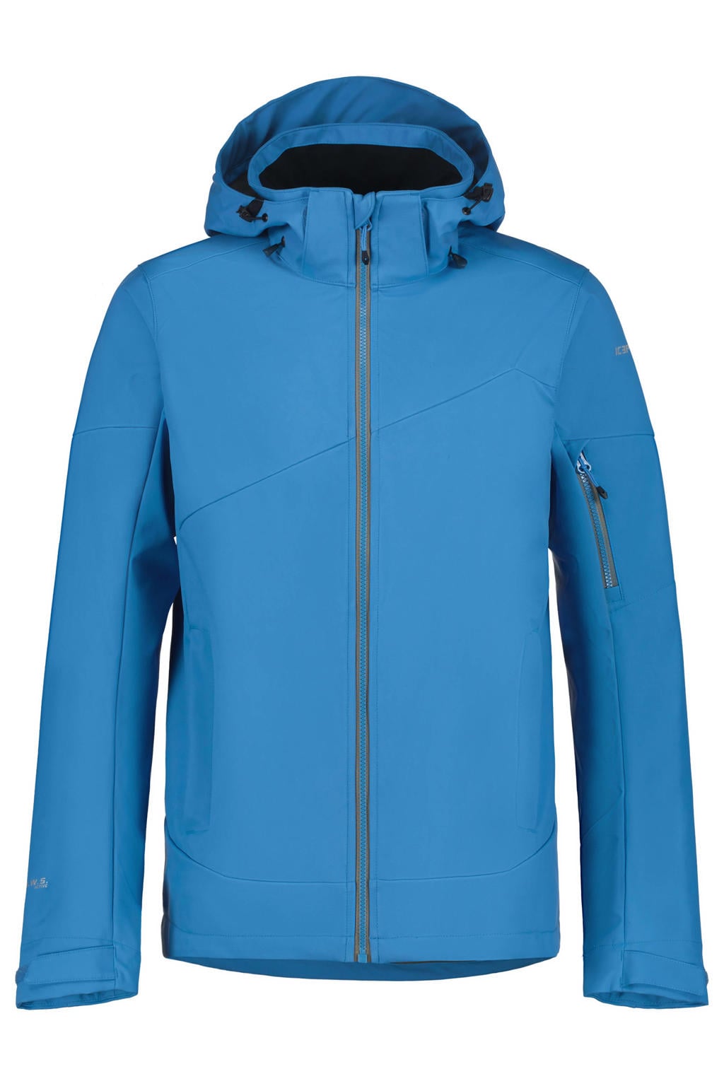Blauwe heren Icepeak softshell jas Barmstedt met effen, lange mouwen, capuchon en ritssluiting