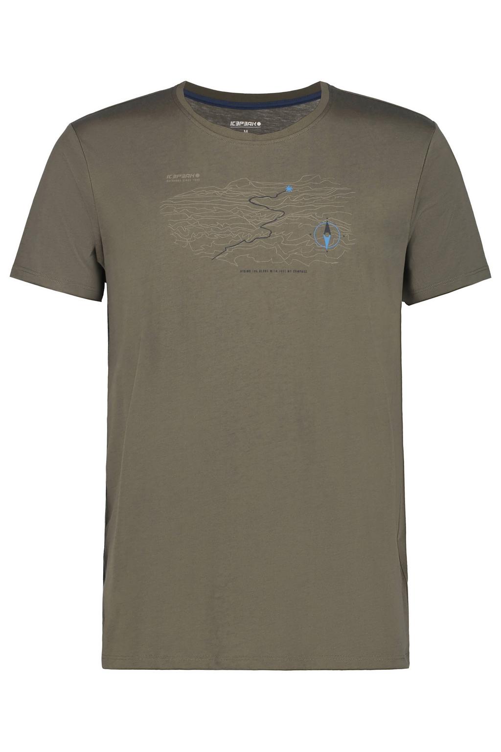 Groene heren Icepeak T-shirt Beeville van polyester met printopdruk, korte mouwen en ronde hals