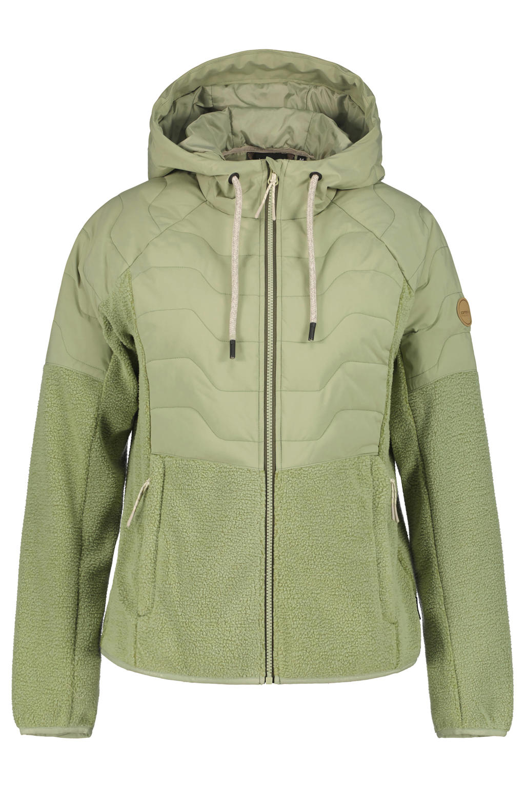 Groene dames Icepeak vest Matherville met effen, lange mouwen, capuchon en ritssluiting