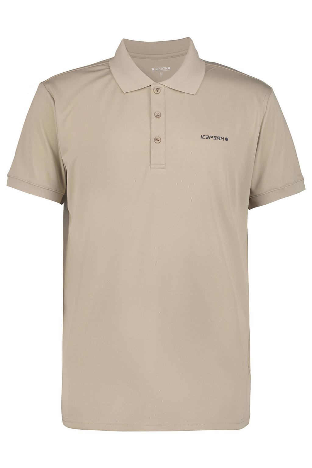 Zandkleurige heren Icepeak polo Bellmont met korte mouwen, klassieke kraag en knoopsluiting