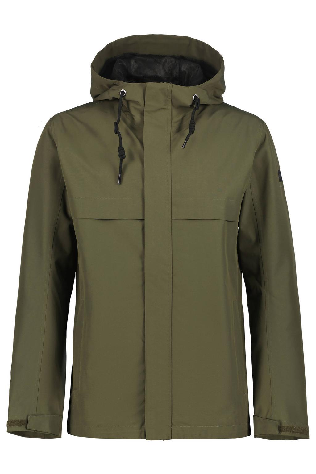 Olijfgroene heren Icepeak jas Atlanta van polyester met lange mouwen, capuchon en ritssluiting