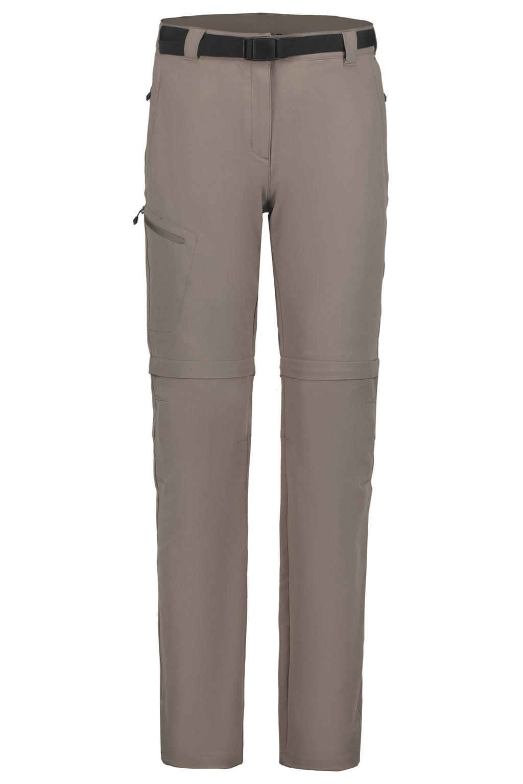 Taupe dames Icepeak broek Blocton van polyester met regular fit, high waist en rits- en knoopsluiting