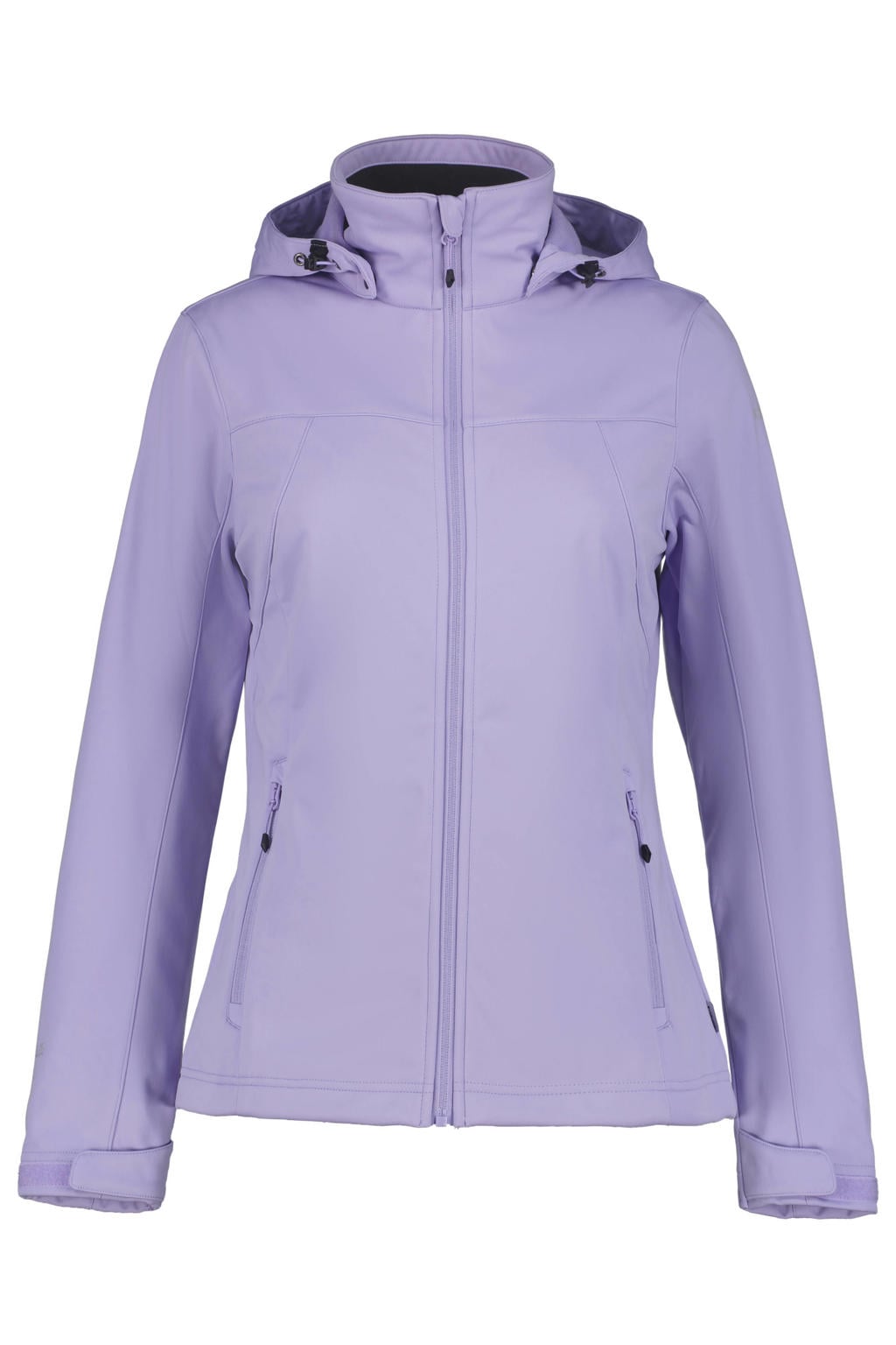 Lilakleurige dames Icepeak softshell jas Boise van polyester met effen, lange mouwen, capuchon en ritssluiting
