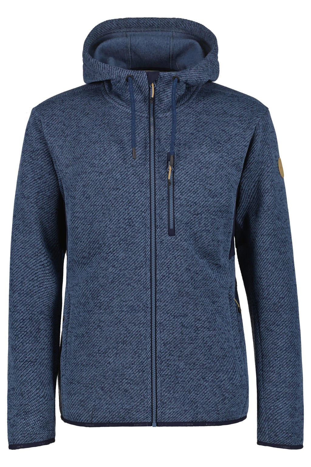 Donkerblauwe heren Icepeak outdoor vest Manawa met effen, lange mouwen, capuchon en ritssluiting