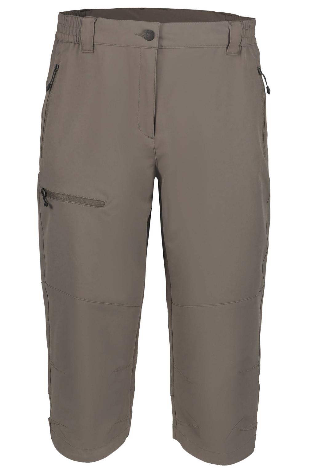 Taupe dames Icepeak broek Beattie van polyester met regular fit, regular waist, rits- en drukknoopsluiting en effen