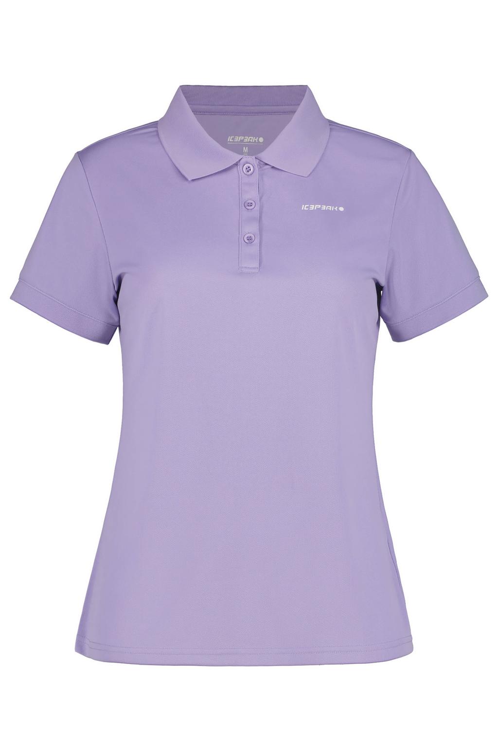 Paarse dames Icepeak polo Bayard met effen, korte mouwen, klassieke kraag en knoopsluiting