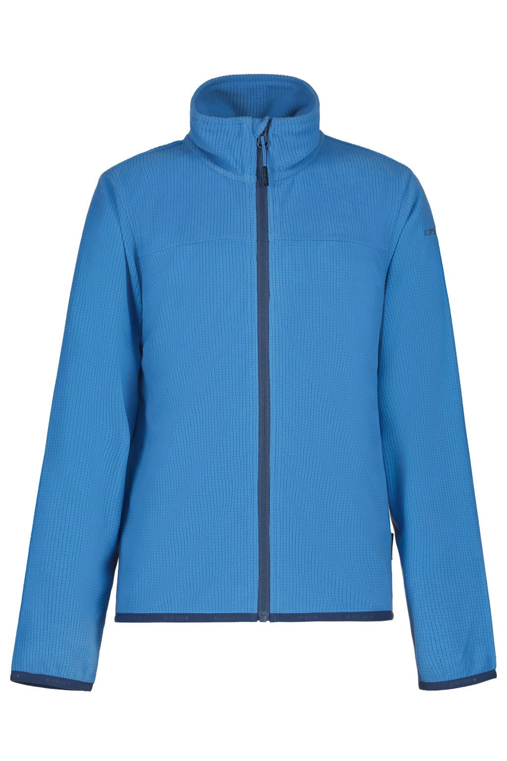 Blauwe jongens en meisjes Icepeak fleece outdoor vest met effen, lange mouwen, opstaande kraag en ritssluiting