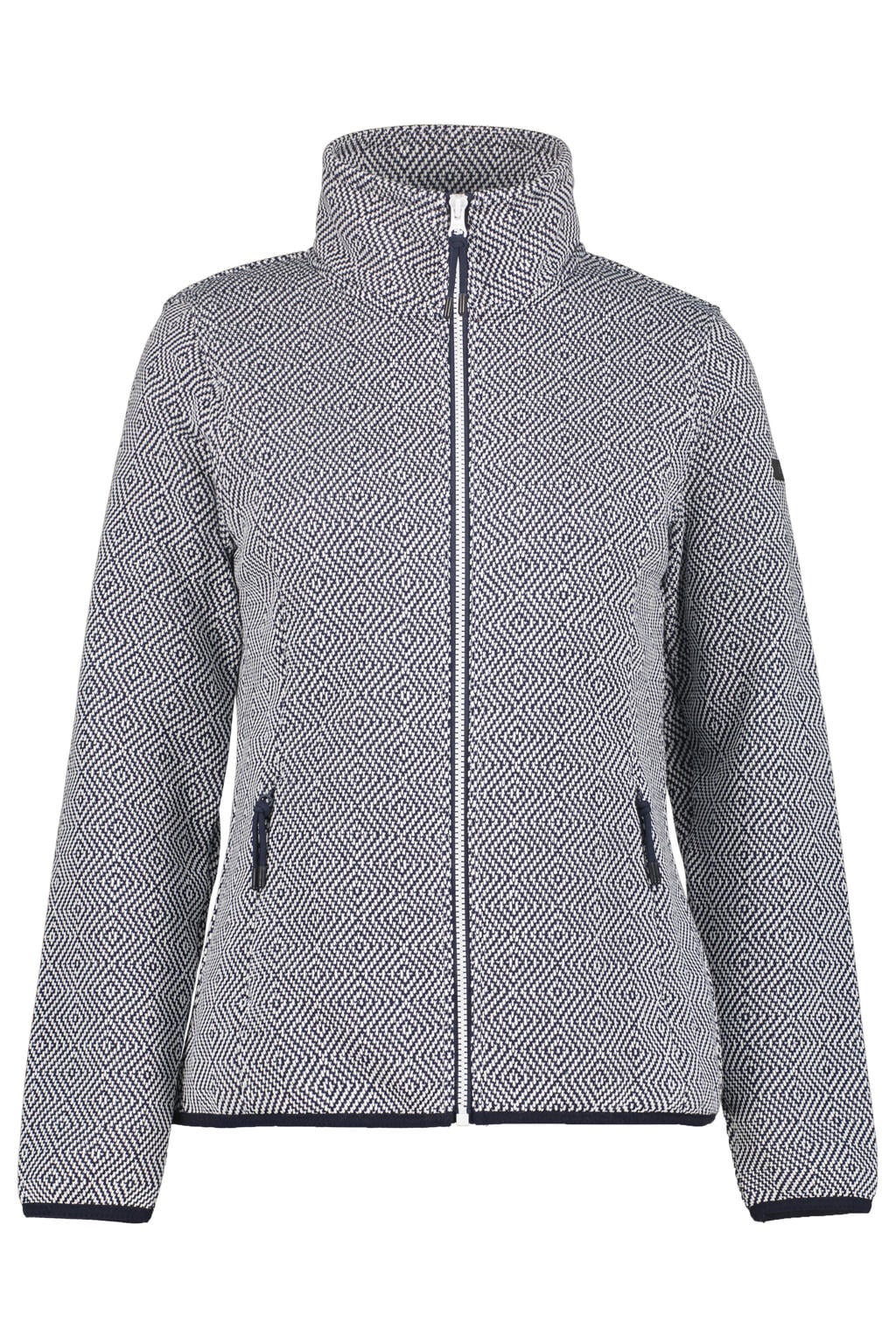 Donkerblauwe dames Icepeak outdoor vest Aikes met lange mouwen, opstaande kraag en ritssluiting