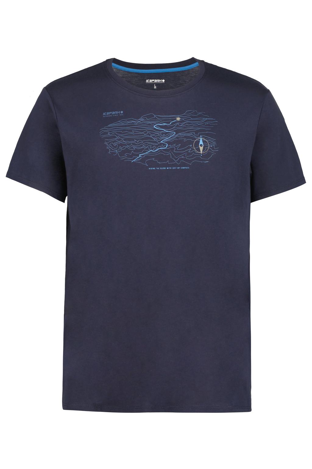 Blauwe heren Icepeak T-shirt Beeville van polyester met printopdruk, korte mouwen en ronde hals