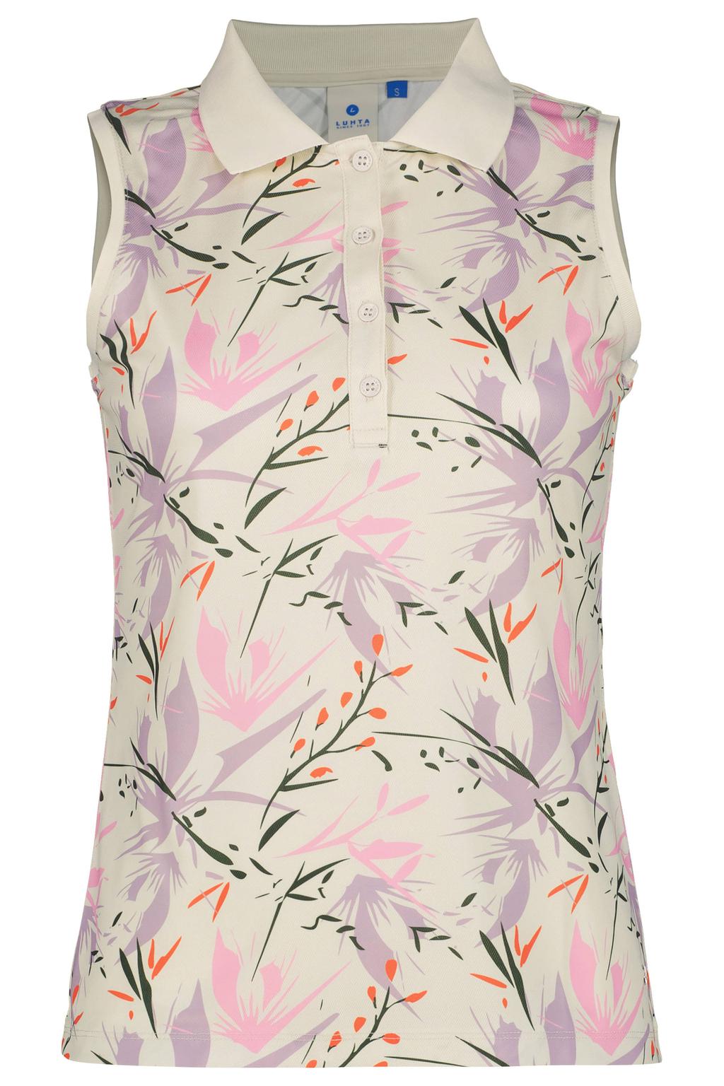 Beige, roze en groene dames Luhta polo Auutinen met knoopsluiting