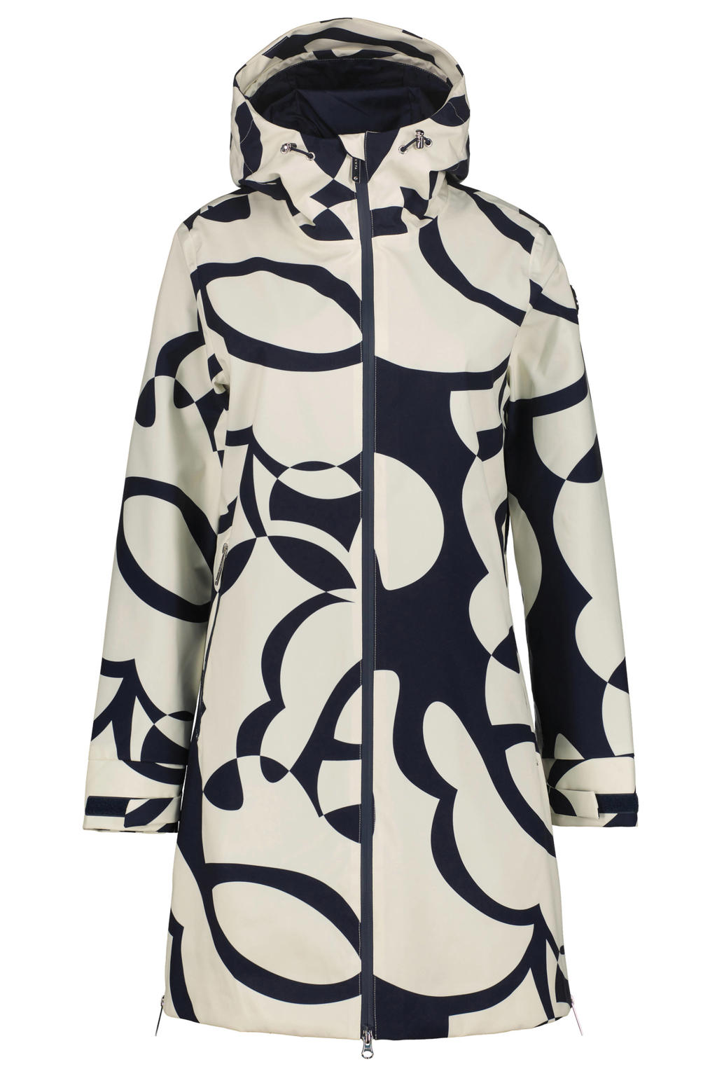 Donkerblauwe dames Luhta jas Ailio van polyester met lange mouwen, capuchon en 2-way rits