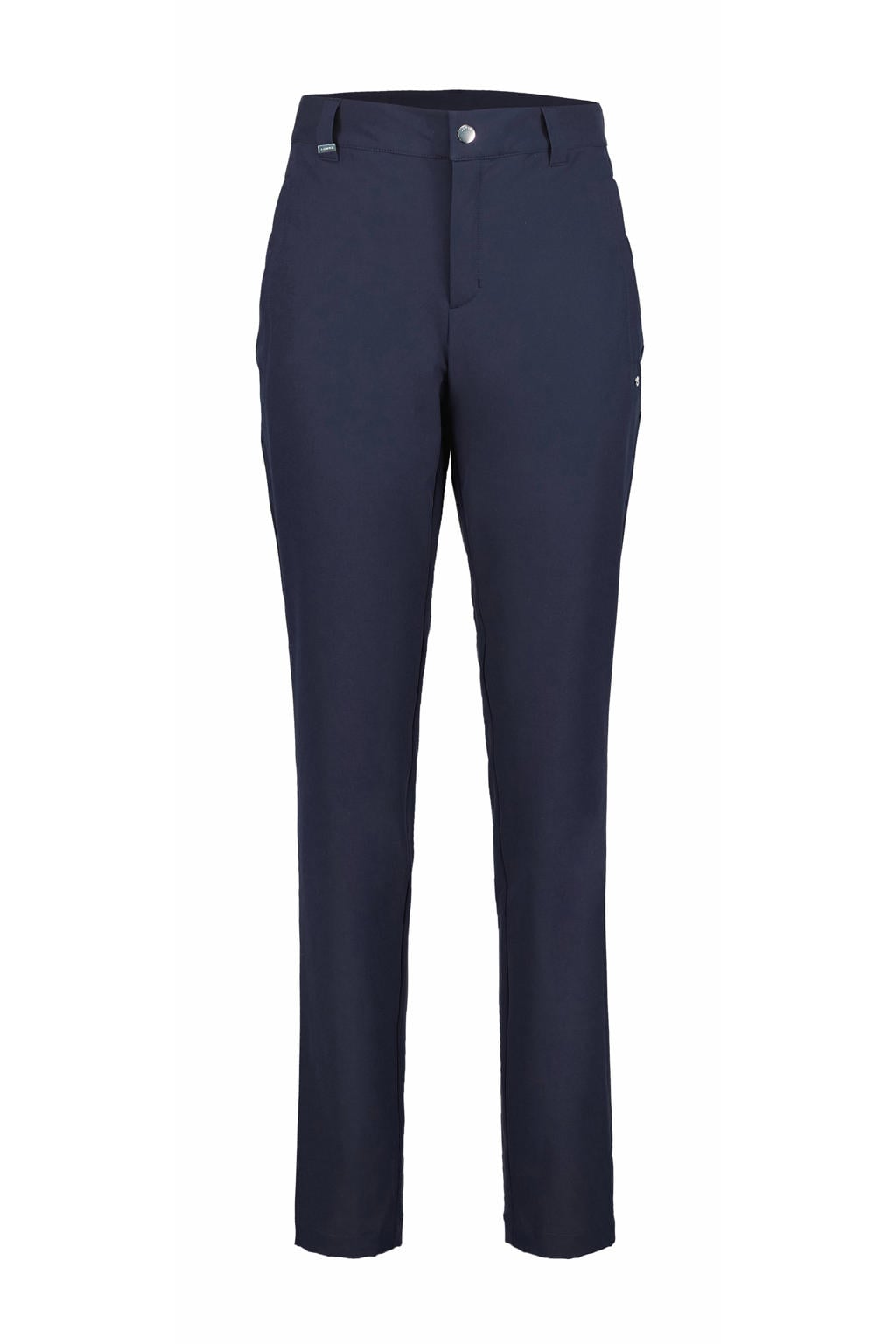 Donkerblauwe dames Luhta outdoor broek Ekholm van polyester met regular waist, ritssluiting en effen