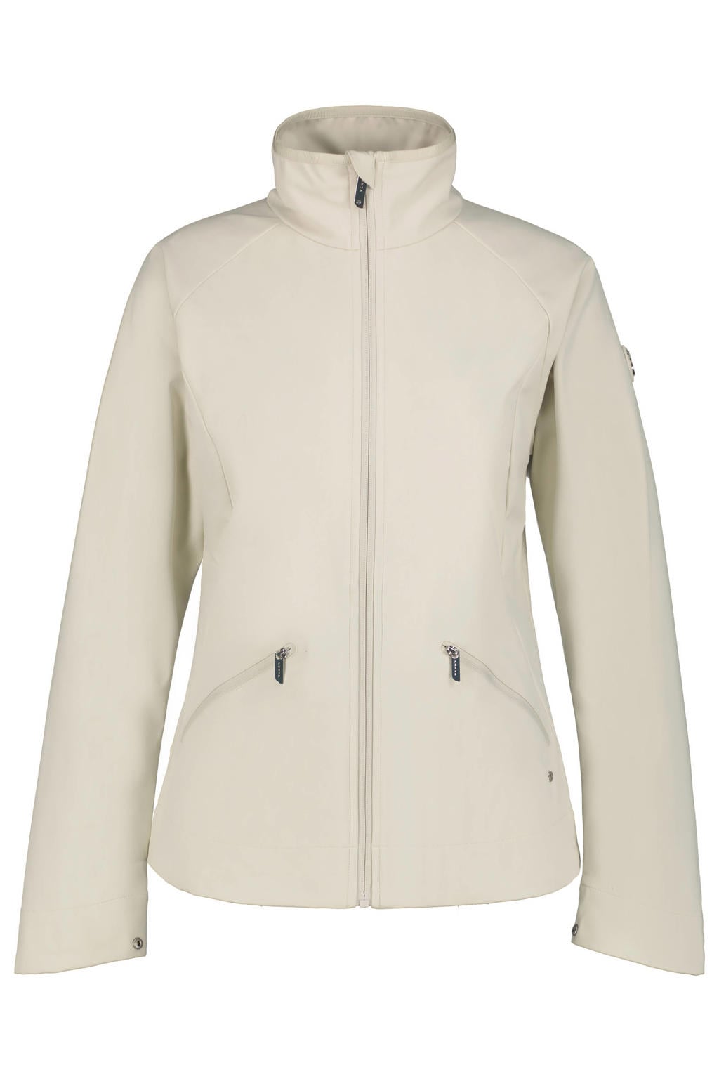 Ecru dames Luhta softshell jas Ainola met lange mouwen, opstaande kraag en ritssluiting
