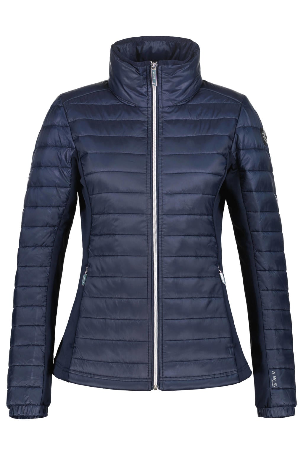 Donkerblauwe dames Luhta jas Innamaa van polyester met effen, lange mouwen, capuchon en ritssluiting
