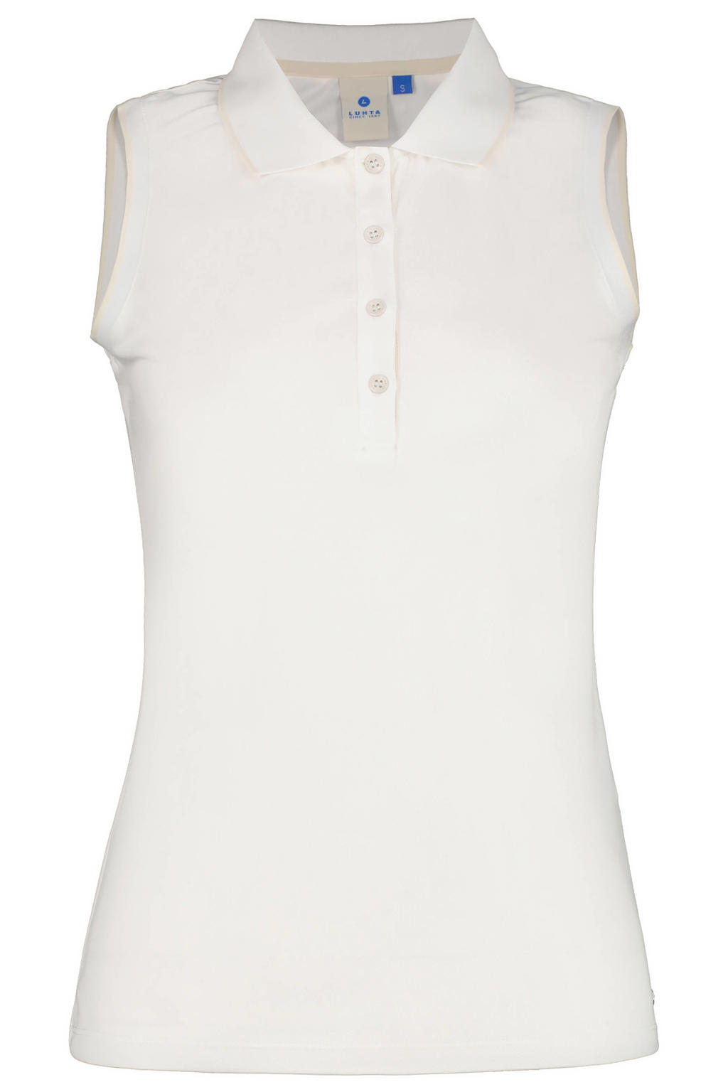 Ecru dames Luhta T-shirt Kivisaari van polyester met effen, polo kraag en knoopsluiting