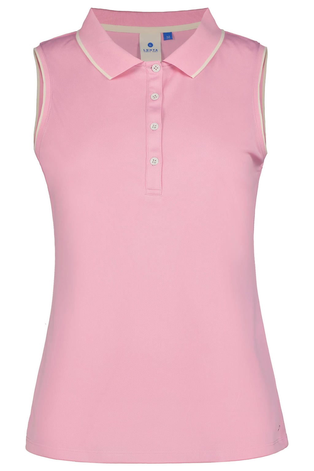Roze dames Luhta T-shirt Kivisaari van polyester met effen, polo kraag en knoopsluiting
