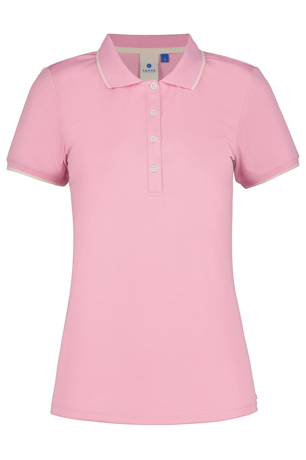 Roze dames Luhta polo Kivimaa met effen, korte mouwen en knoopsluiting