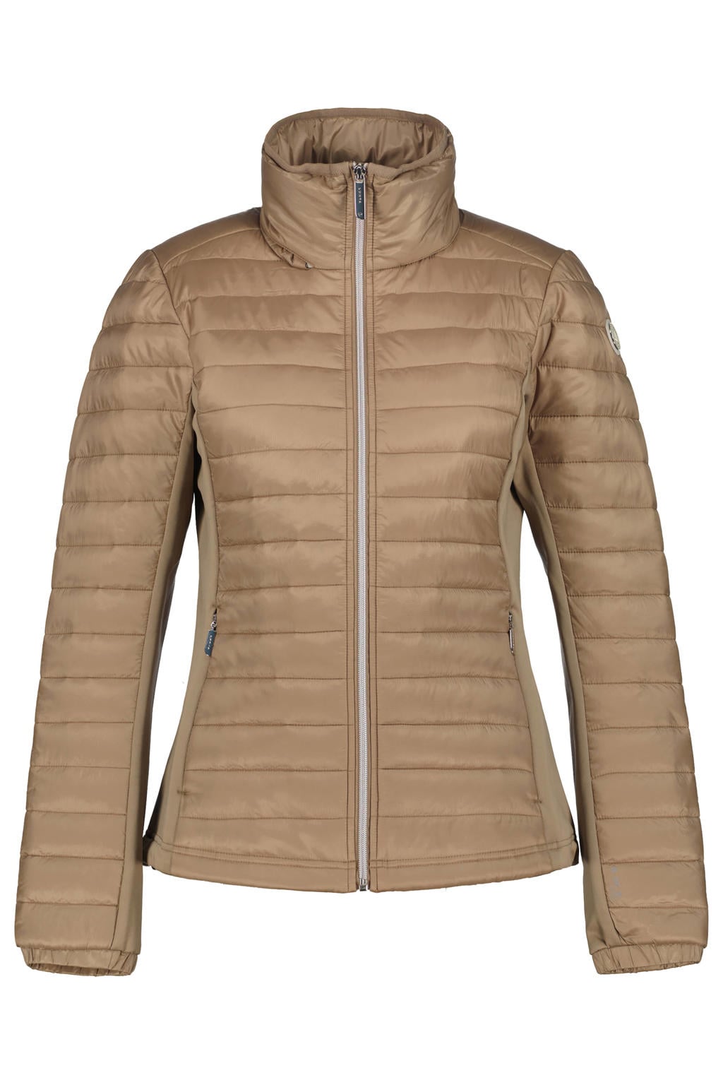 Zandkleurige dames Luhta jas Innamaa van polyester met effen, lange mouwen, capuchon en ritssluiting