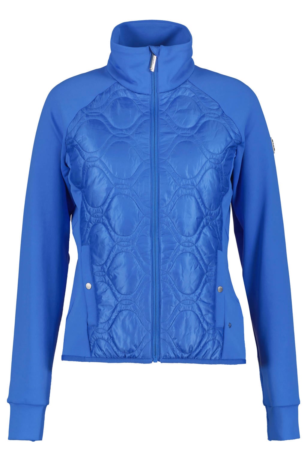 Blauwe dames Luhta outdoor vest Alsila met lange mouwen, opstaande kraag en ritssluiting